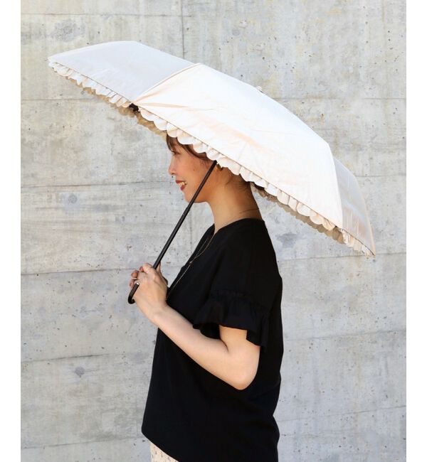 le.coeur blanc「PUヒートカットフリルミニ コンパクト折りたたみ傘」|傘|ベージュ