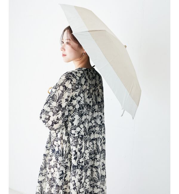 le.coeur blanc「PUバイカラー折りたたみ傘」|傘|ベージュ