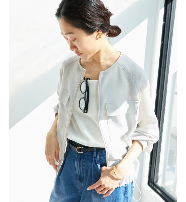 le.coeur blanc「《手洗い可能》フロントポケットメッシュブルゾン」|ブルゾン・スタジャン|