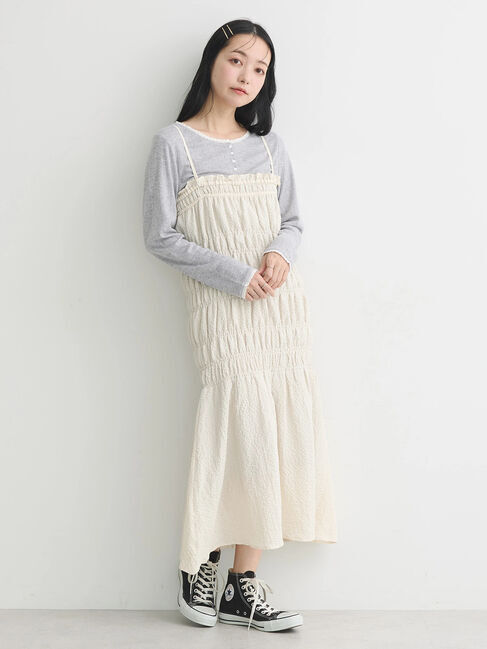 earth music&ecology「2wayシャーリングキャミワンピース」|ワンピース|Ivory