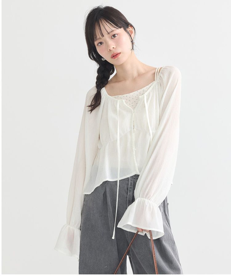 earth music&ecology「ダブルストラップパターンメッシュキャミソール」|インナー|