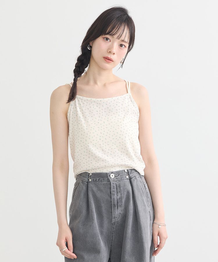 earth music&ecology「ダブルストラップパターンメッシュキャミソール」|インナー|