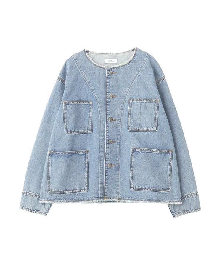 earth music&ecology「デニムノーカラーカバーオール」|テーラードジャケット|