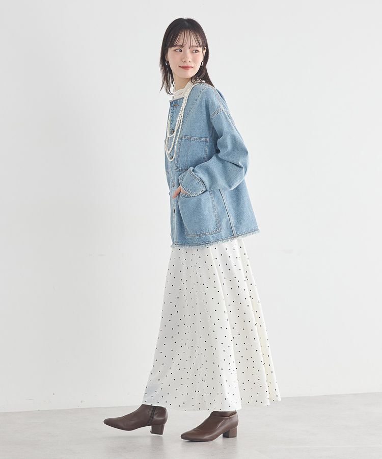 earth music&ecology「デニムノーカラーカバーオール」|テーラードジャケット|