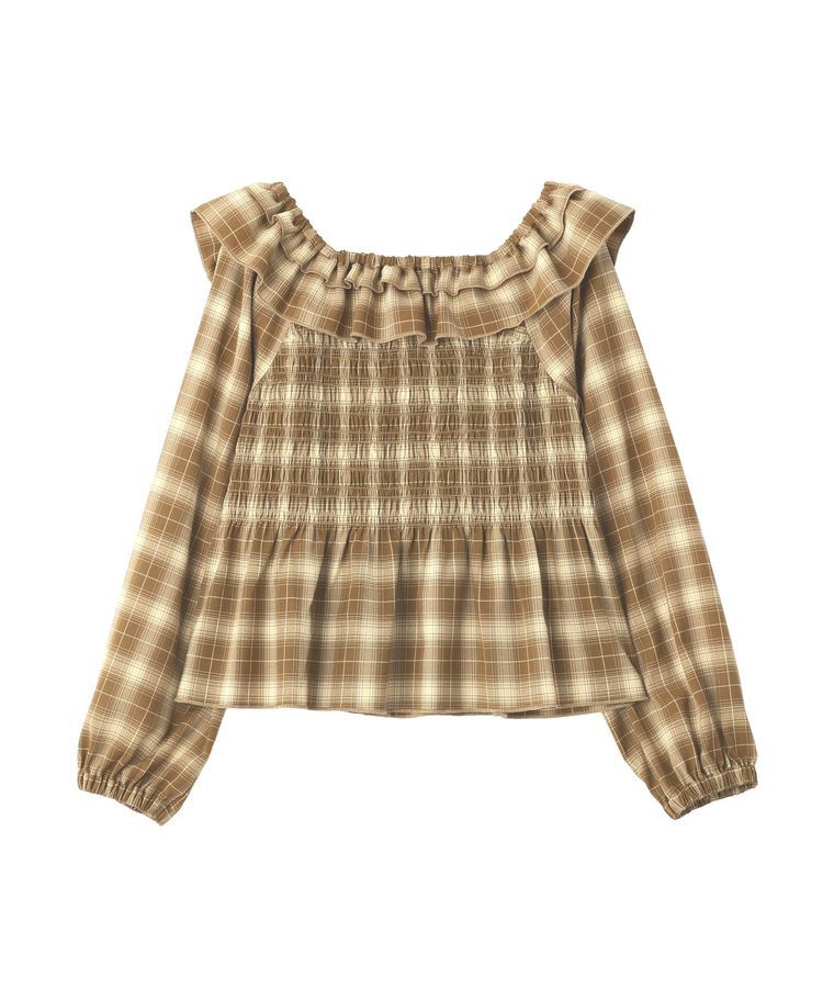 earth music&ecology「チェックシャーリングブラウス」|シャツ・ブラウス|