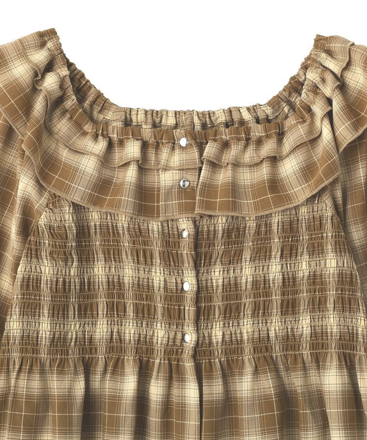 earth music&ecology「チェックシャーリングブラウス」|シャツ・ブラウス|