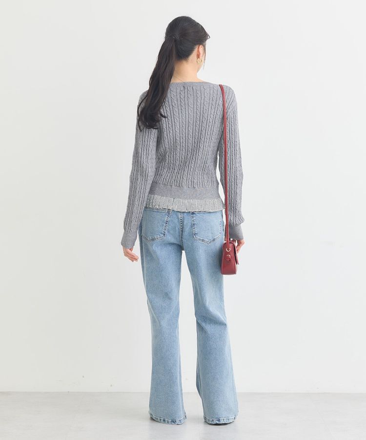 earth music&ecology「切り替えフレアデニムパンツ」|デニム|