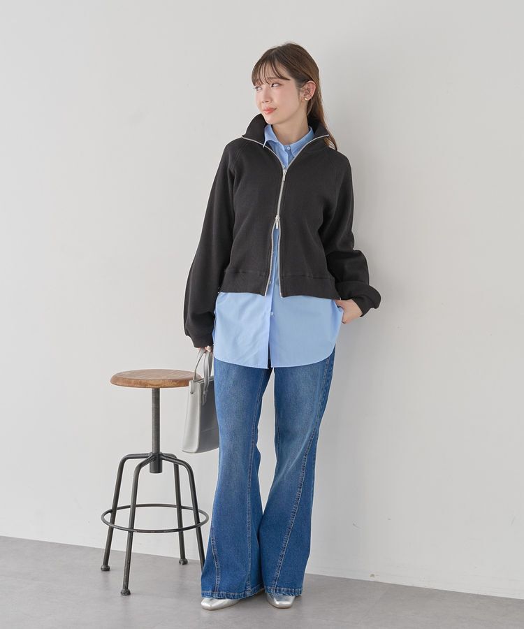 earth music&ecology「切り替えフレアデニムパンツ」|デニム|