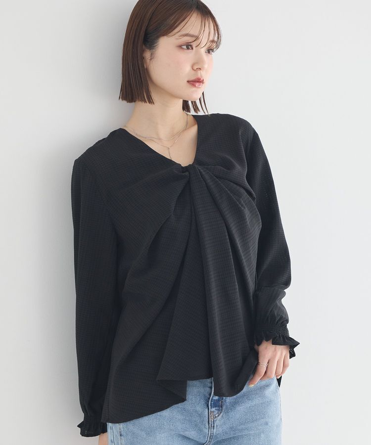 earth music&ecology「フロントツイストブラウス」|シャツ・ブラウス|Black