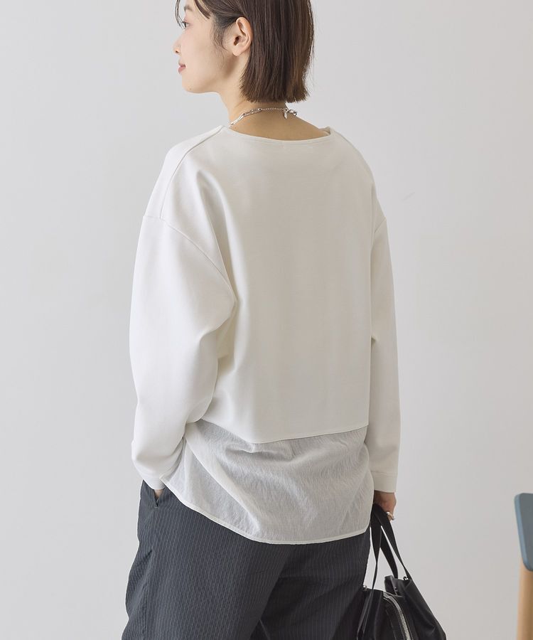 AMERICAN HOLIC「Vネック裾異素材ポンチプルオーバー」|スウェット・ジャージ|