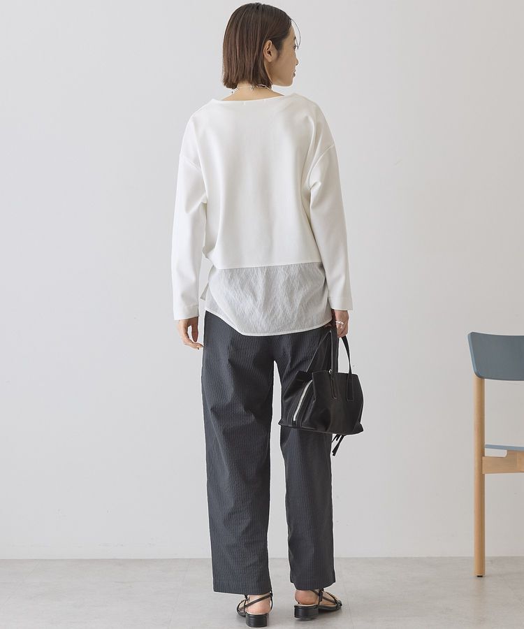 AMERICAN HOLIC「Vネック裾異素材ポンチプルオーバー」|スウェット・ジャージ|