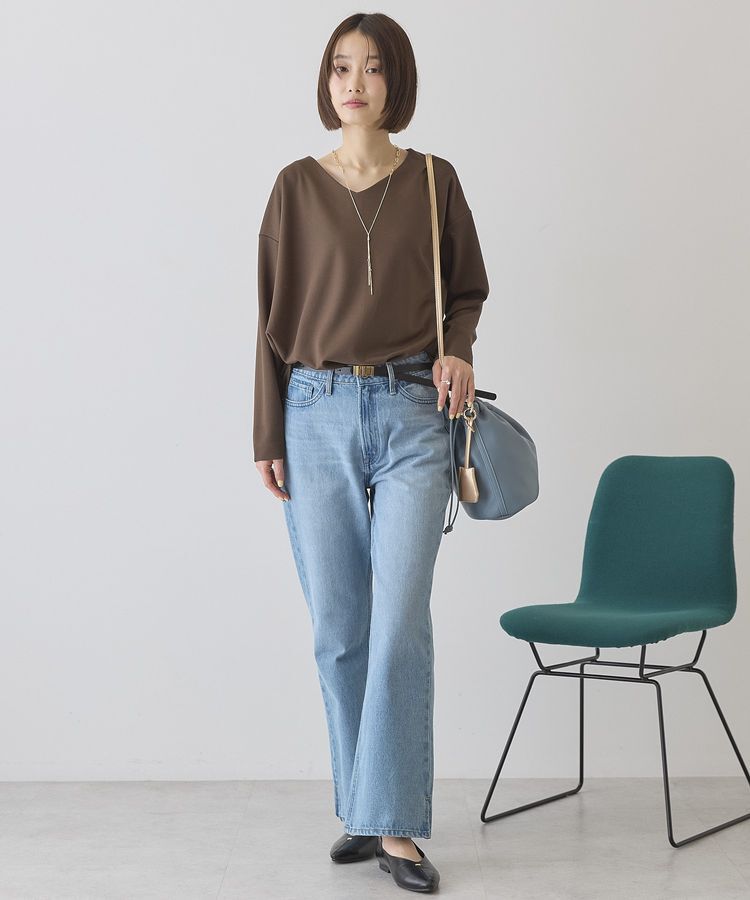 AMERICAN HOLIC「Vネック裾異素材ポンチプルオーバー」|スウェット・ジャージ|