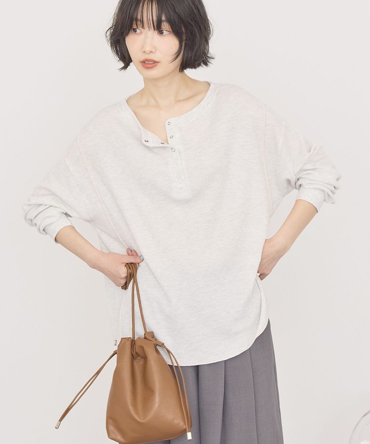 AMERICAN HOLIC「【選べる丈】ヘンリーネックワッフルメロープルオーバー」|Tシャツ・カットソー|