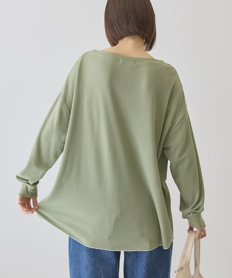 AMERICAN HOLIC「【選べる丈】ヘンリーネックワッフルメロープルオーバー」|Tシャツ・カットソー|