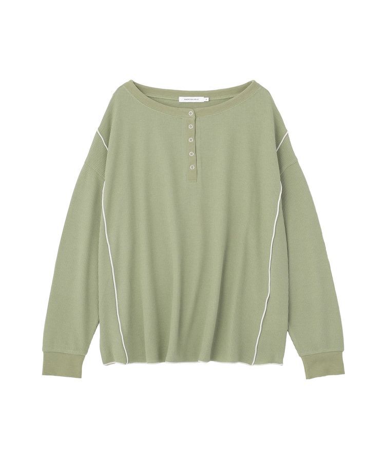 AMERICAN HOLIC「【選べる丈】ヘンリーネックワッフルメロープルオーバー」|Tシャツ・カットソー|