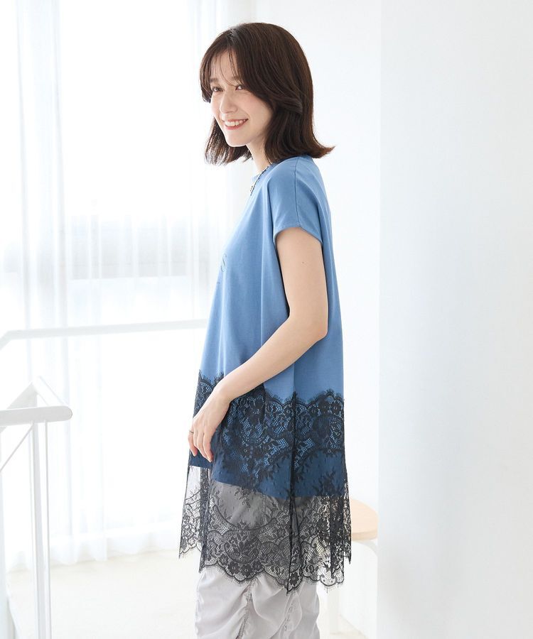 Green Parks「フレンチスリーブ裾レースロゴチュニック」|チュニック|