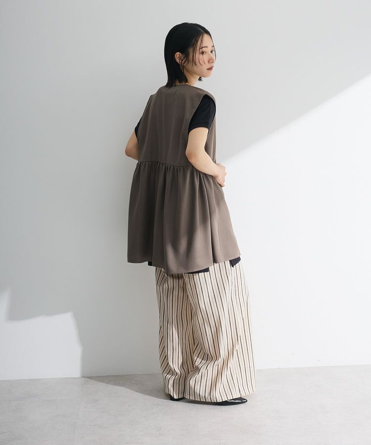 Green Parks「麻調ミディ丈ZIPベスト」|ベスト・ジレ|