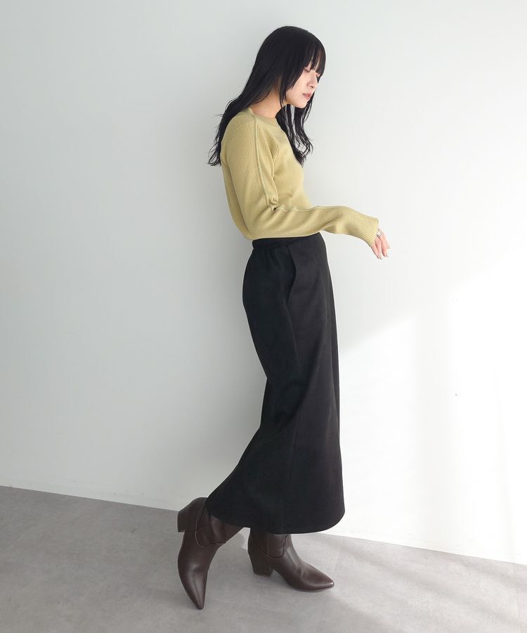 Green Parks「なめらかタッチスウェード調Iラインスカート」|タイト|