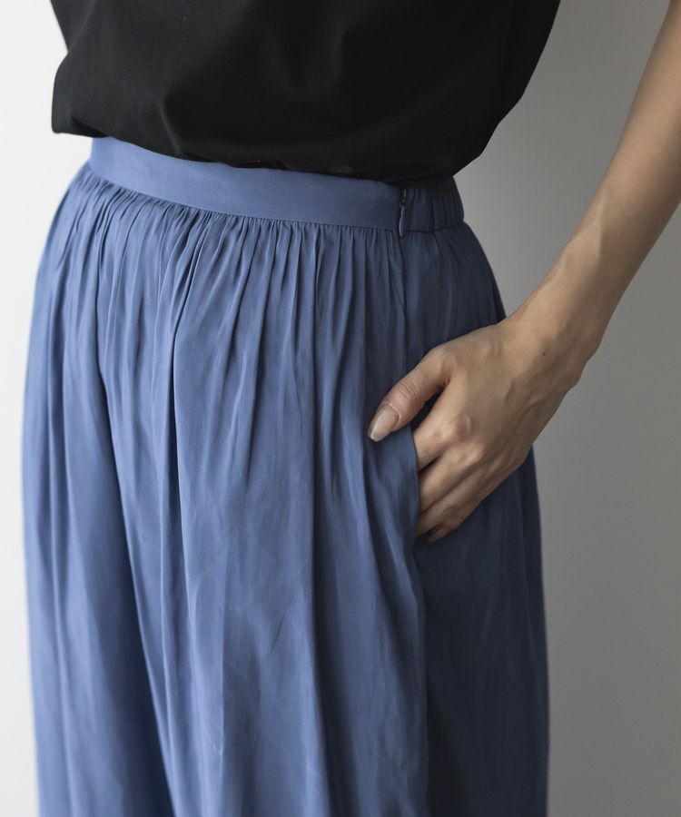 GARAGE OF GOOD CLOTHING「微光沢ギャザーロングスカート」|フレア|