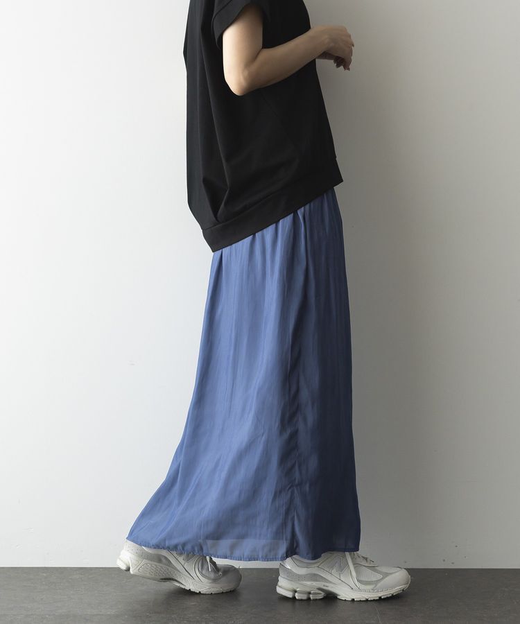 GARAGE OF GOOD CLOTHING「微光沢ギャザーロングスカート」|フレア|
