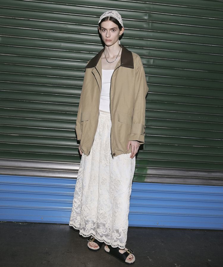 GARAGE OF GOOD CLOTHING「レースギャザーロングスカート」|フレア|