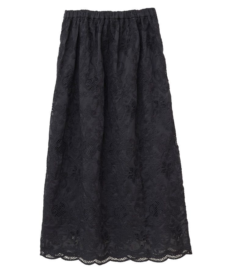 GARAGE OF GOOD CLOTHING「レースギャザーロングスカート」|フレア|