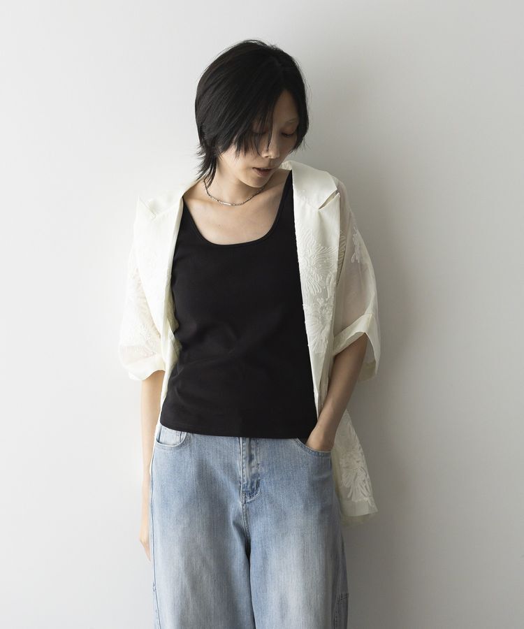 GARAGE OF GOOD CLOTHING「シアー刺繍半袖ジャケット」|テーラードジャケット|