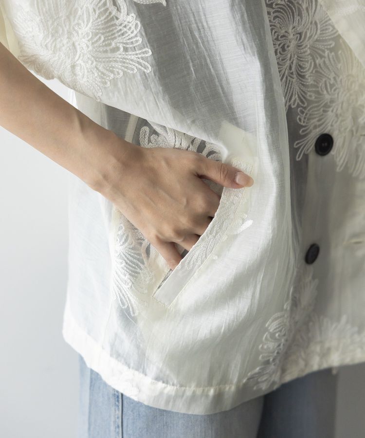 GARAGE OF GOOD CLOTHING「シアー刺繍半袖ジャケット」|テーラードジャケット|