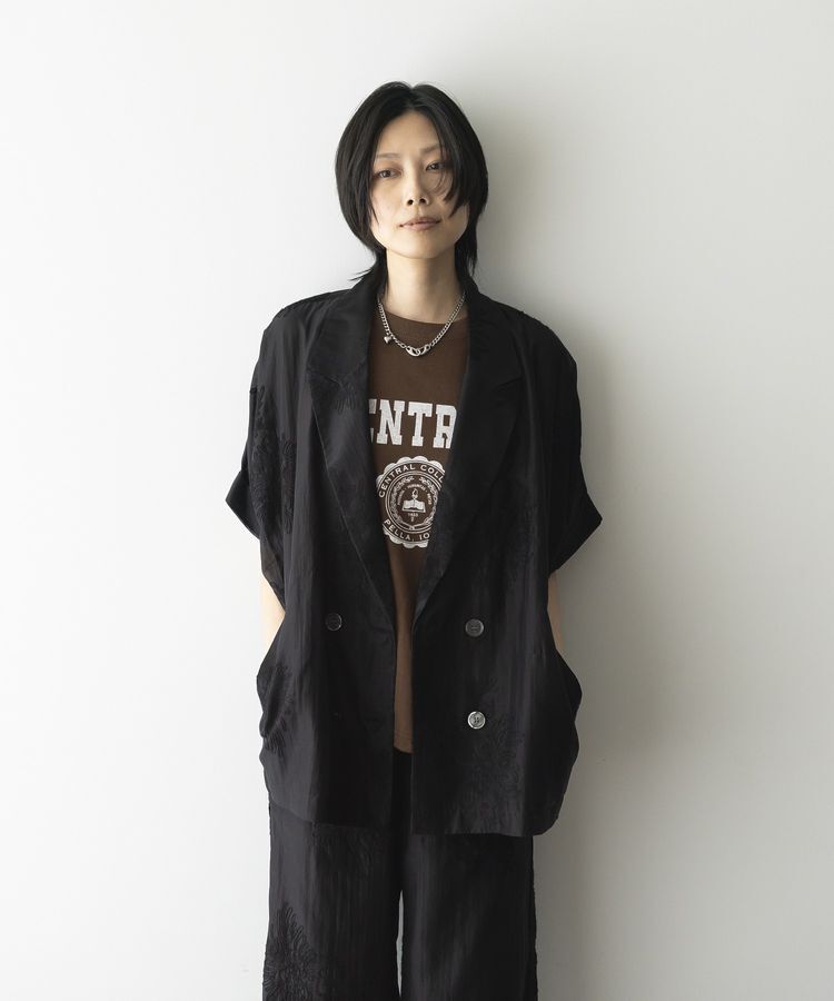 GARAGE OF GOOD CLOTHING「シアー刺繍半袖ジャケット」|テーラードジャケット|Black