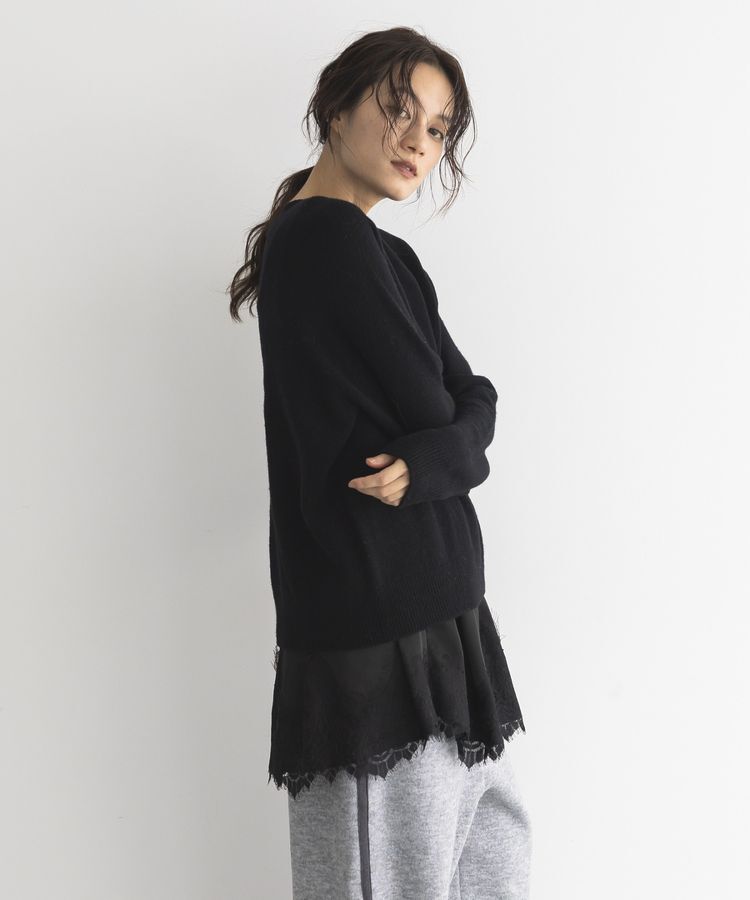 GARAGE OF GOOD CLOTHING「マットサテン裾レース付ショート丈スカート」|フレア|