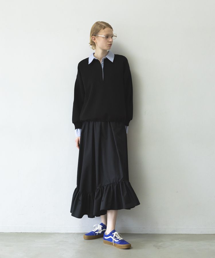 GARAGE OF GOOD CLOTHING「【日本製】ムジブロード裾フリルスカート」|フレア|