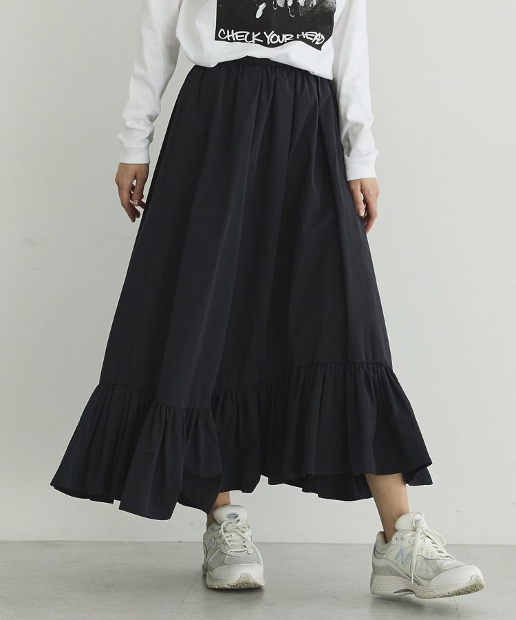 GARAGE OF GOOD CLOTHING「【日本製】ムジブロード裾フリルスカート」|フレア|