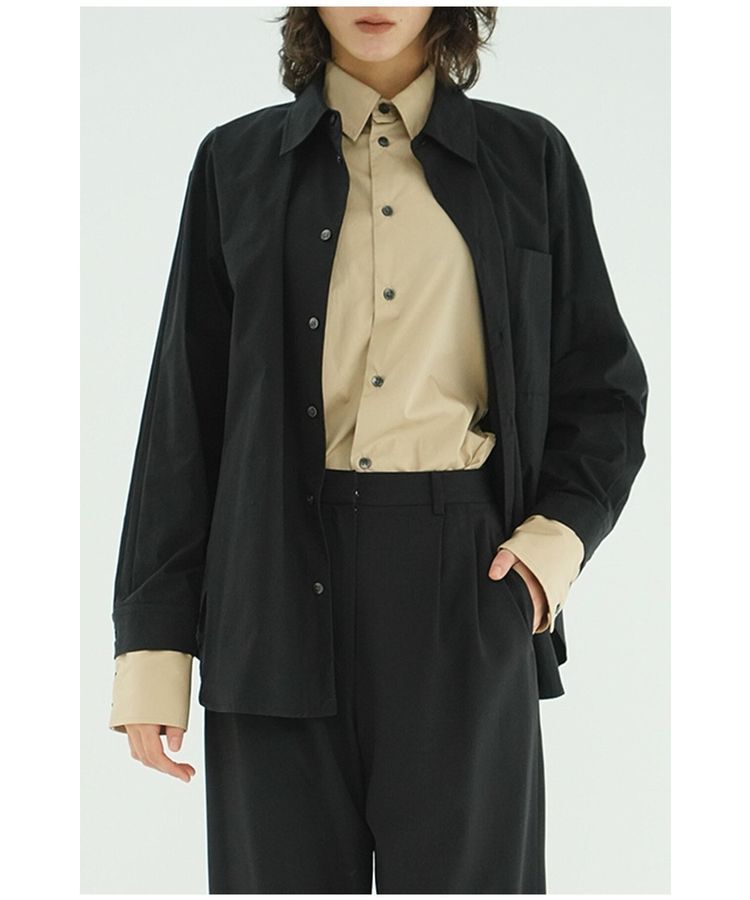 GARAGE OF GOOD CLOTHING「【CLANE】TWO TONE LAYERED SHIRTS」|シャツ・ブラウス|Black