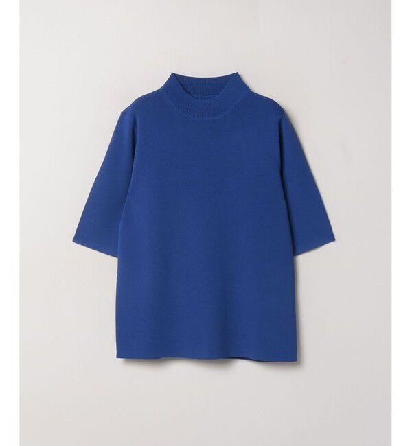 allureville「総針モックネック5分袖プルオーバー」|その他|ブルー