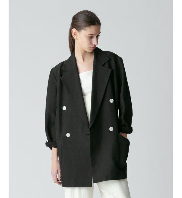 allureville「リネンスラブビックショルダージャケット」|テーラードジャケット|