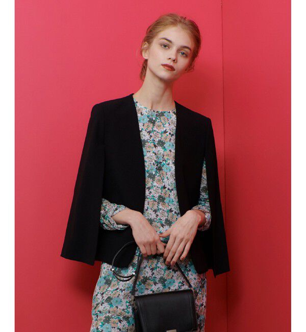 LOULOU WILLOUGHBY「【LOULOU WILLOUGHBY】◇リトルブラックケープジャケット」|ノーカラージャケット|