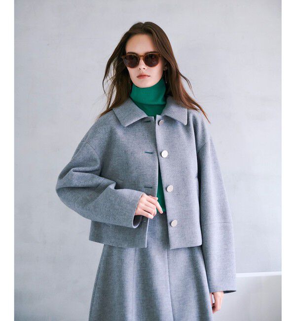 allureville「ボンディングステンカラーブルゾン」|ブルゾン・スタジャン|グレー