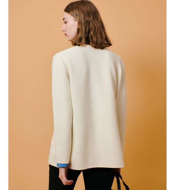 allureville「セミダブルガーターニットジャケット」|ノーカラージャケット|