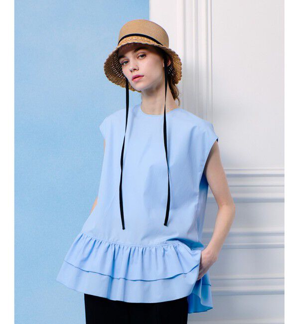LOULOU WILLOUGHBY「【LOULOU WILLOUGHBY】ブロードフリルブラウス」|シャツ・ブラウス|サックス