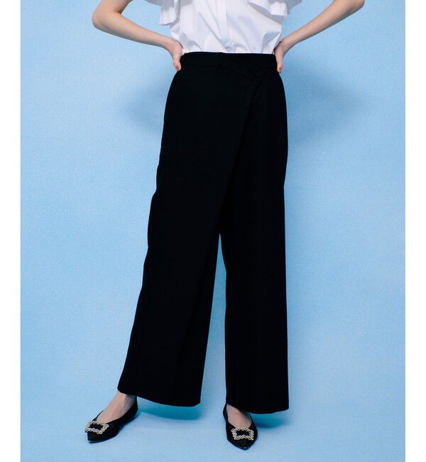 LOULOU WILLOUGHBY「【LOULOU WILLOUGHBY】アシメタックワイドパンツ」|チノ|ブラック