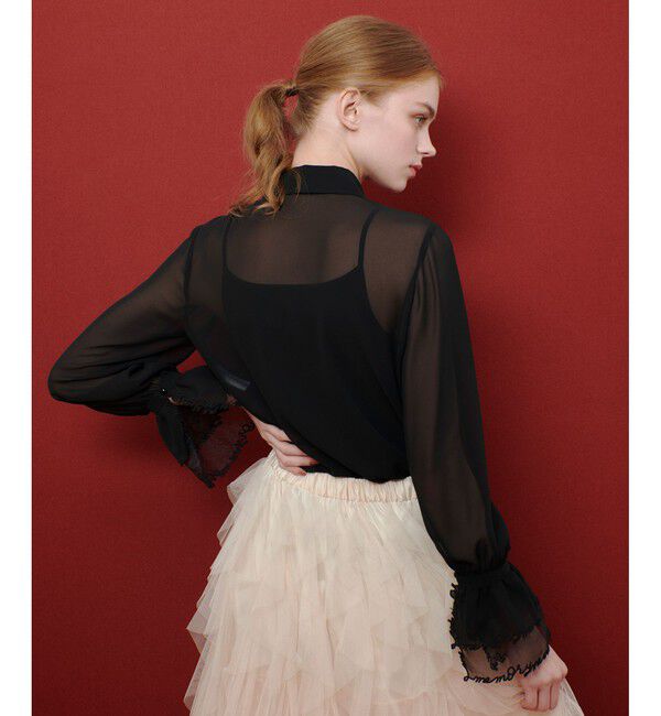 LOULOU WILLOUGHBY「【LOULOU WILLOUGHBY】レタード刺繍ブラウス」|シャツ・ブラウス|ブラック