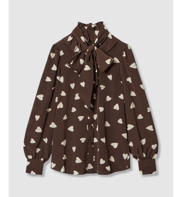 LOULOU WILLOUGHBY「WEB限定【LOULOU WILLOUGHBY】デシンハートプリントボウタイブラウス」|シャツ・ブラウス|