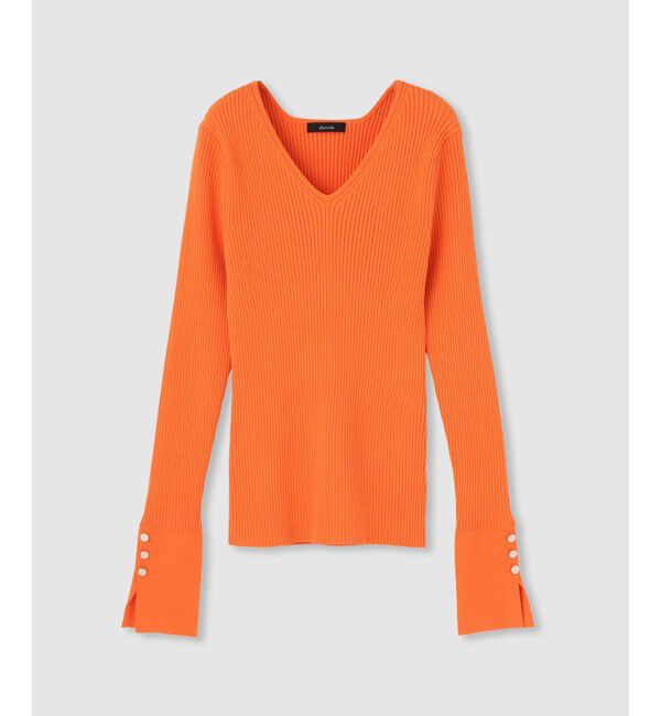 allureville「袖釦Vネックプルオーバー」|ニット・セーター|