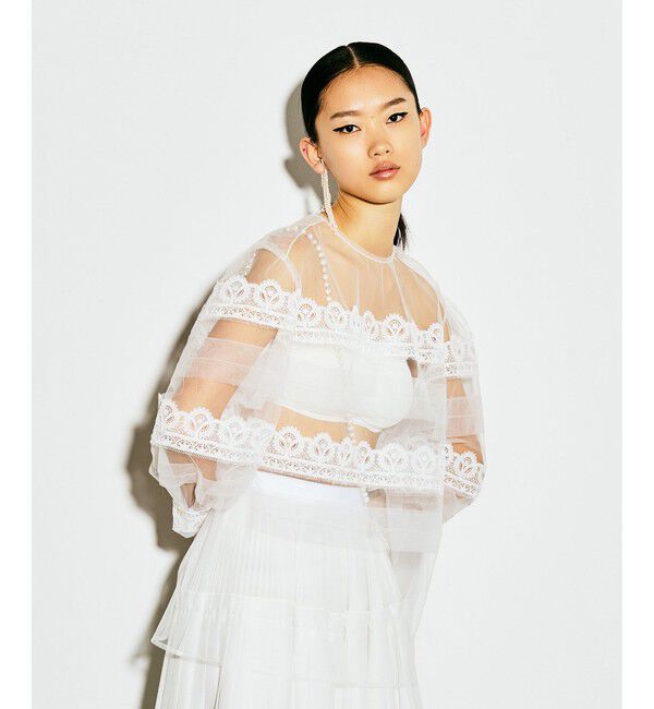 LOULOU WILLOUGHBY「【LOULOU WILLOUGHBY】チュールレースブラウス」|シャツ・ブラウス|ホワイト