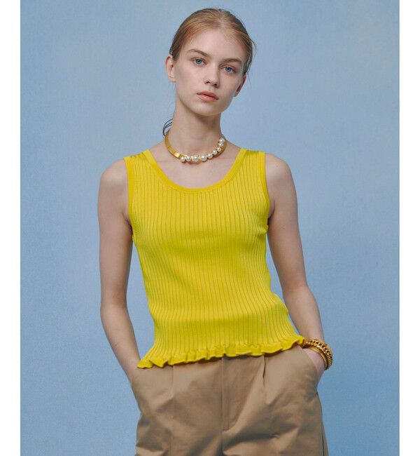 LOULOU WILLOUGHBY「【LOULOU WILLOUGHBY】ワイドリブヘムフリルタンク」|タンクトップ|イエロー