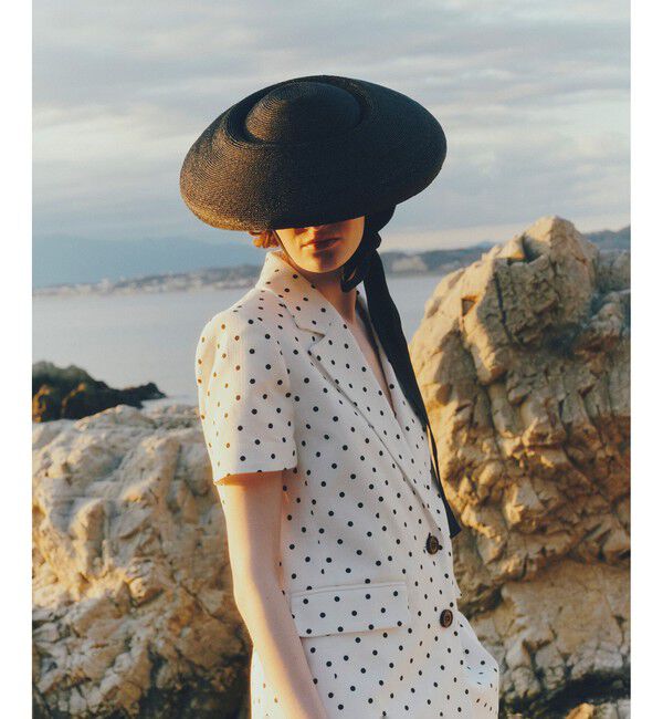 LOULOU WILLOUGHBY「【LOULOU WILLOUGHBY】リネン混ドットハーフスリーブジャケット」|テーラードジャケット|