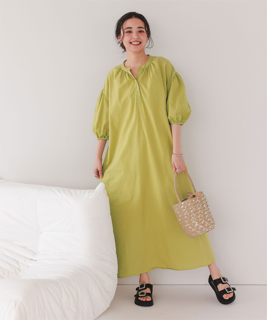 titivate「カフタンシャツワンピース」|ワンピース|アップルグリーン