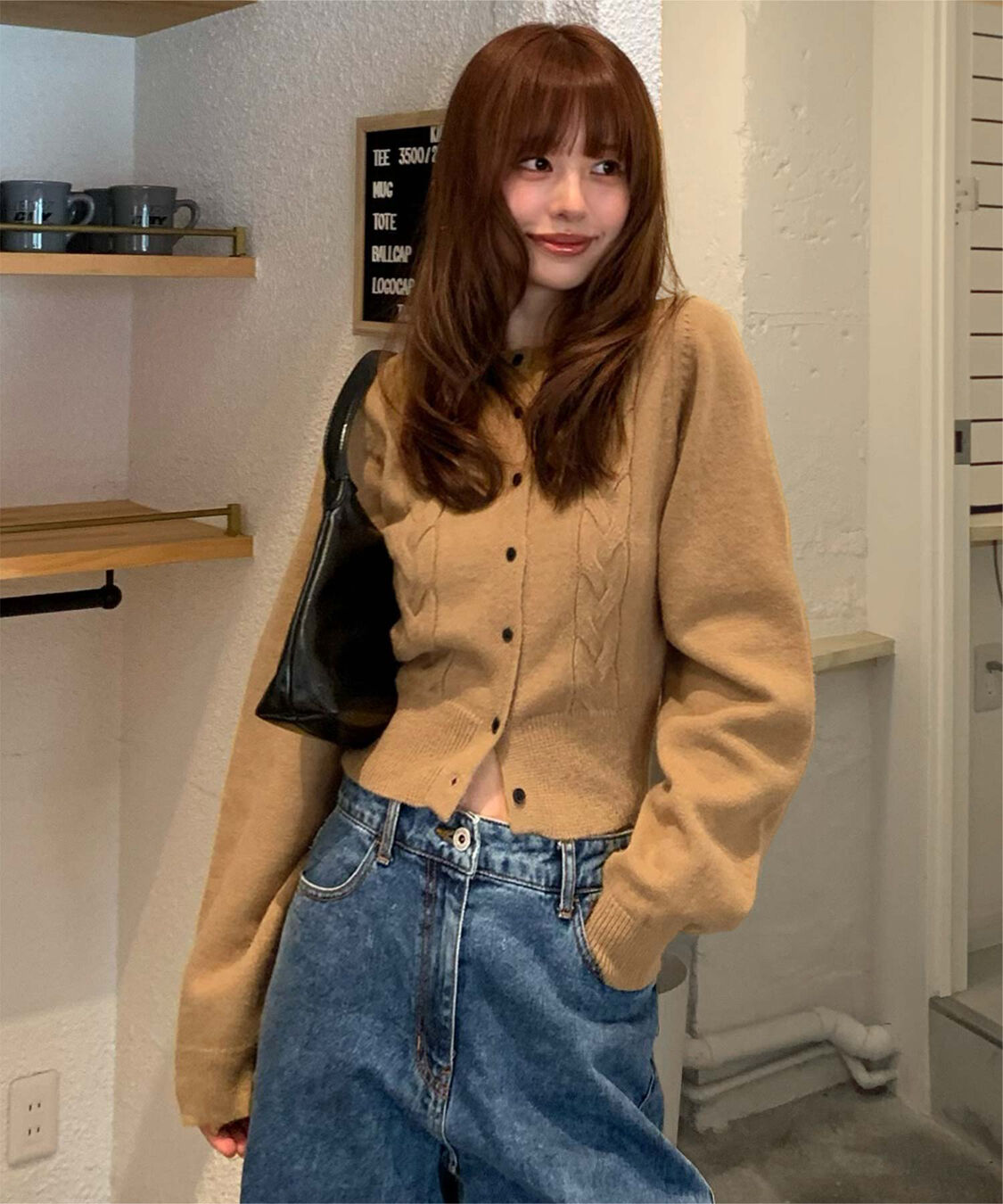 titivate「【いつきさんコラボアイテム】ケーブルデザインニットカーディガン」|ニット・セーター|キャメル