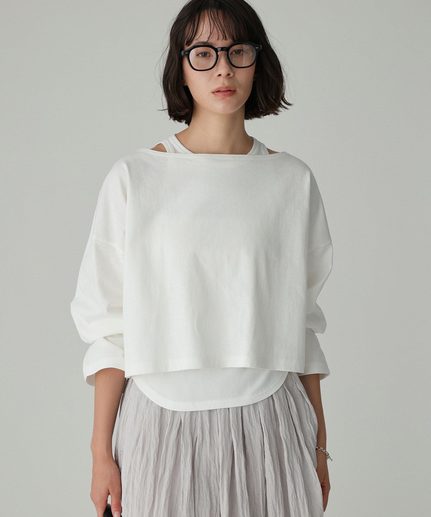 BABYLONE「ワイドショートT&times;タンクSET」|Tシャツ・カットソー|ﾎﾜｲﾄ