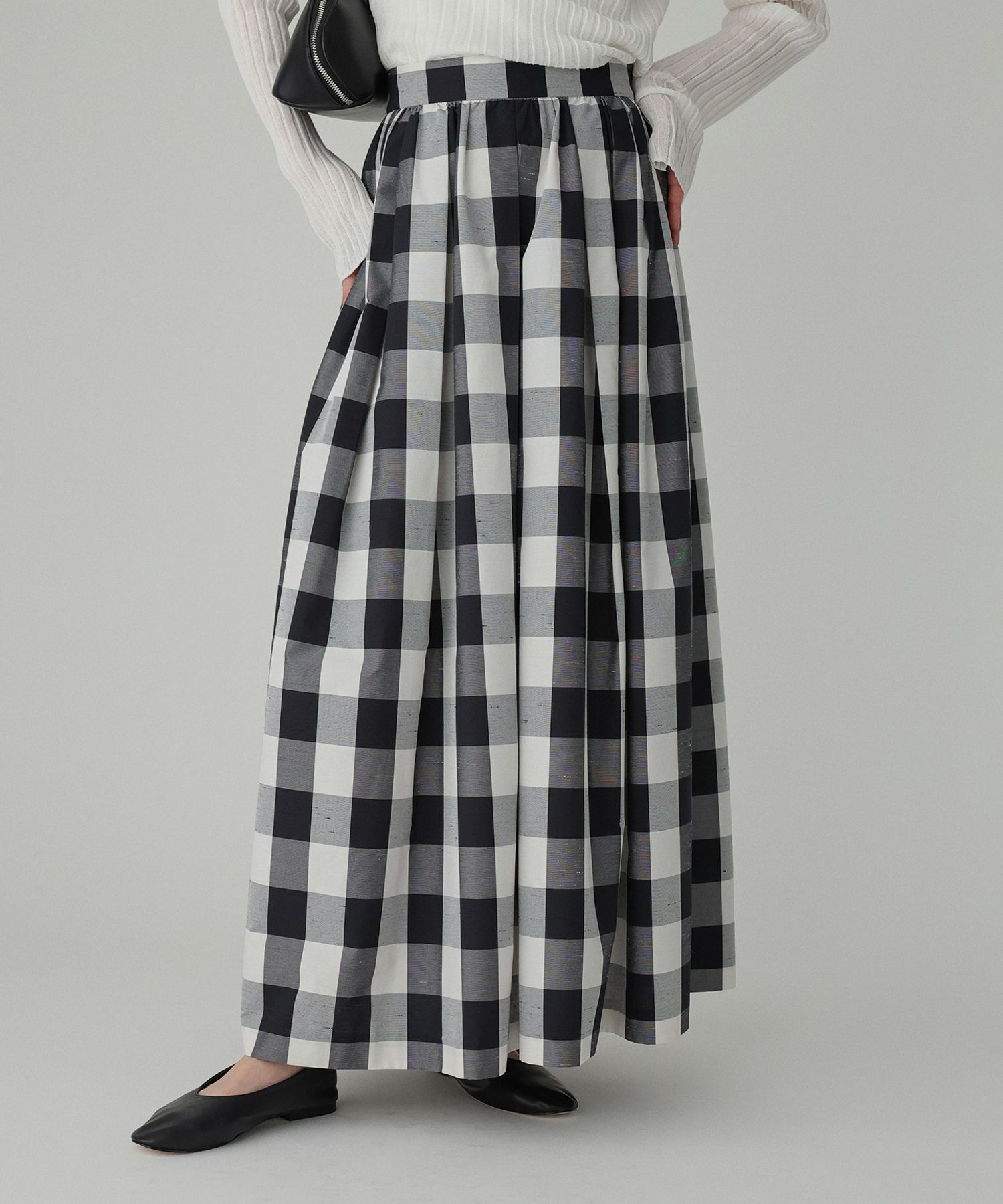 BABYLONE「チェックシャンタンスカート」|スカート|ﾌﾞﾗｯｸﾁｪｯｸ